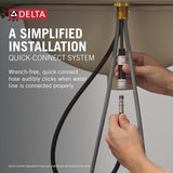 Delta Arvo 1 Hole Matte Black Bathroom Faucet with Sprayer, Single Hole Bathroom Sink Faucet with Pull Out Sprayer for Vanity, Push-Pop Drain, Matte Black 15840LF-BLPD