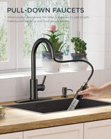 FORIOUS Kitchen Faucet with Soap Dispenser and Pull Down Sprayer, High Arc Single Handle Classic 3 Modes Stainless Steel Faucet for Kitchen Sink Farmhouse RV Bar Laundry Camper, Oil Rubbed Bronze