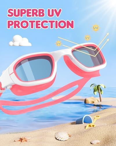 Kids Swim Goggles,Swimming Goggles for Kids 6-14, Anti-Fog UV Protection Pool Glasses for Boys Girls