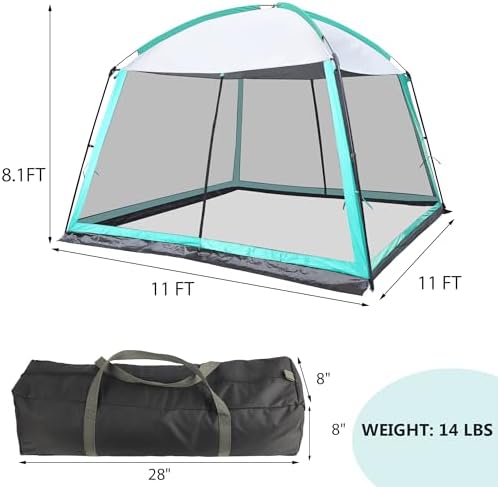 Screen House Room 11x11 Ft Mesh Net Tent Canopy Shelter Gazebo, Easy Setup & Waterproof & Sunshade, Suitable for Camping Trip, Backyard, Beach, Picnic
