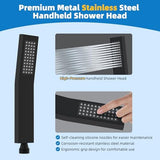 Hibbent All Metal Shower Head, 10'' High Pressure Rainfall Shower Head, Showerhead Combo, Handheld Shower Wand, 12'' Adjustable Curved Shower Extension Arm, 71'' Hose, Shower Head Holder, Matte Black