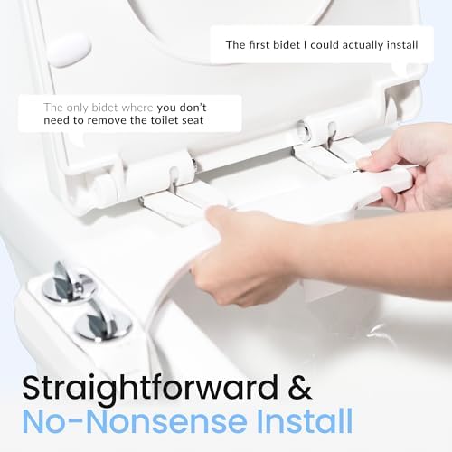 LUXE Bidet NEO 320 Plus - Patented Bidet Attachment for Toilet Seat, Innovative Hinges to Clean, Slide-in Install, Advanced 360° Self-Clean, Warm, Dual Nozzles, Feminine & Rear Wash (White)