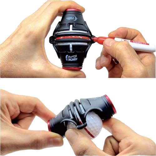 360-Degree Golf Ball Marker Alignment Tool Kit - Triple Line Stencil with 3-Color Pens and Gift Box