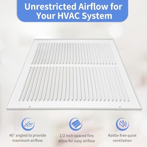 14"W x 6"H [Duct Opening Size] Steel Return Air Grille, Air Return Vent Cover for Ceiling and Sidewall - HVAC Air Vent Covers - [Outer Dimensions: 15.75"W x 7.75"H]