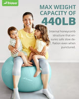 Trideer Pregnancy Birthing Ball - 1.7mm Extra Thick Yoga Ball for Maternity, Labor, Exercise, Physio, Recovery - Guide & Baby Memory Book Included - 440LB Anti-Burst & Non-Slip Stability