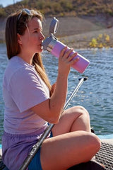 Stanley Quick Flip GO Water Bottle 24 oz | Push Button Lid | Leakproof and Packable for Travel and Sports | Insulated Stainless Steel | BPA-Free | Lilac 2.0