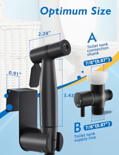 Black Handheld Bidet Sprayer for Toilet, Jet Sprayer for Toilet Muslim Shower, Adjustable Cloth Diaper Sprayer Bidets Attachment for Toilet, Bidet Hose for Feminine Wash，Matte Black