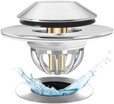 Bathtub Drain Stopper,Pop Up Tub Stopper Bottom with Drain Hair Catcher,Bathtub Plug and Cover with Strainer,Universal for 1.45 to 1.8in Drain Hole,Replaces Lift & Turn, Tip-Toe or Trip Lever