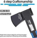 Chopping Axe, 14”Camping Outdoor Hatchet for Wood Splitting and Kindling, Forged Carbon Steel Heat Treated Hand Maul Tool, Nylon Handle Shock Reduction Handle with Anti-Slip Grip