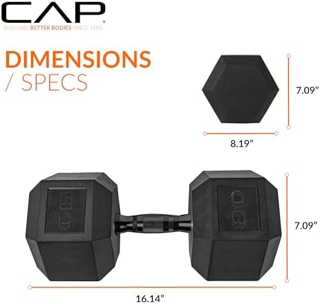 CAP Barbell Coated Hex Dumbbell Weight | Multiple Options