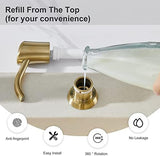 GAGALIFE Built in Sink Soap Dispenser or Lotion Dispenser for Kitchen Sink, Brushed Gold ABS Pump Head, with 17 Ounce Large PET Soap Bottle