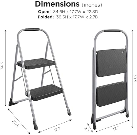 COSCO 2-Step Big Step, Steel Step Stool, Gray