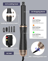 Hair Blow Dryer Styler Set, 5 in 1 Hot Air Brush Auto Wrap Curlers & Straightener & Volumizer Pro Kit, Ionic Technology, 60000RPM High Speed Drying, Round Comb Multi Styler Anion Electric