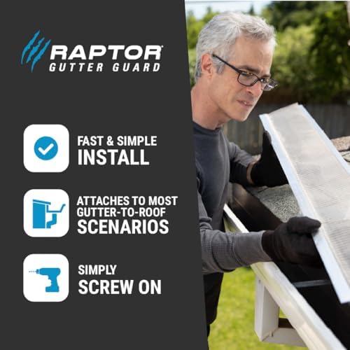 Raptor Gutter Guard – 48 FT. (Nominal) Contractor Grade Stainless Steel Micro-Mesh Gutter Guard Kit with Screws Included. Fits 6 in. & 7 in. Gutters. DIY-Friendly. (7.187 in. x 47.625 in.)