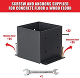 6x6 Post Base 4 Pcs, (Inner Size 5.6x5.6) Post Brackets Kit, Heavy Duty Black Metal Powder-Coated Post Anchor Outdoor Framing Module Fit for Support Deck Base Plate Pergola Brackets Fence Kit……