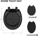 Toilet Seat Rround 16.5inch Soft Close， Toilet Lid Round PP Material Safe & Easy Clean & Quick Installation, Sturdy Accessories Never Loosen， 2 Years Support, Black…