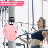 icolor Magnetic Gym Bag Water Bottle Carrier Holder with Phone Pockets & Shoulder Strap,5 Built-in Magnets Gym Bottle Pouch Sleeve,Magnetic Bag Gym Accessories Organizer for Men Women