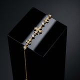 14K Gold Bracelet for Women | Cross Charm, Adjustable Slider-2Pcs