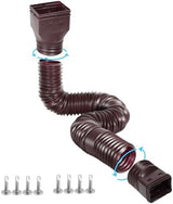 1 Pack Flexible Gutter Downspout Extensions Extendable from 21" to 67", Downspout Extender Comes with Adapters, Thickened Down spout Drain Extension for Rainwater Drainage(Brown)