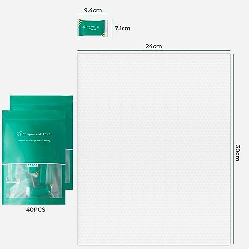 40 PCS Disposable Towel Compressed Towel Tablets, Disposable Face Compressed Towel, Compressed Hand Wipe Portable Washcloth, Portable Compressed Coin Tissue for Travel Home and Outdoor Hiking