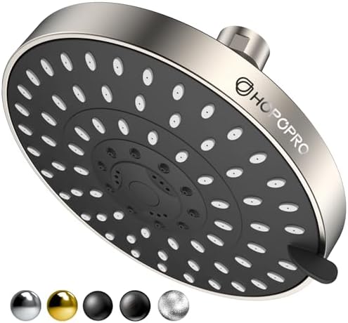 HOPOPRO 5-Mode High Pressure Shower Head - The Washington Post, NBC News, Today TV Show Recommended - High Flow Fixed Showerheads (6 Inch Brushed Nickel)