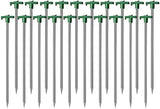 Cheardia 20 Pack Tent Stakes Heavy Duty, 10.25 Inch Yard Stakes Non-Rust Metal Tent Pegs Ground Stakes Tent Spikes for Camping Patio, Garden, Canopies, Grassland, Outdoor,Green