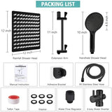 Shower Head, 12‘’ High Pressure Rainfall/Handheld Shower Combo with 11'' Extension Arm, 9 Settings, Anti-leak Shower Head with Holder, Height/Angle Adjustable, Matte Black