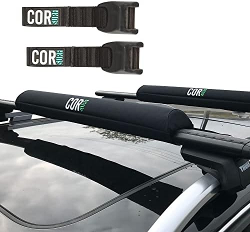 Aero Roof Rack Pads and Premium Scratch Resistant Silicone Buckle Tie Down Straps for Surf, SUP, Kayak and Canoe (28" Large) by COR Surf