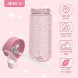 Bentgo Kids Water Bottle - Leak-Proof, Durable Tritan, BPA-Free 15 oz. Cup for Kids/Toddlers Ages 3+, Safe Sip Spout, Carrying Handle, & Dishwasher Safe for School (Glitter Edition - Petal Pink)