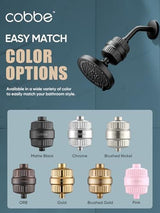 Cobbe High Output Shower Filter for Hard Water - 2 Replaceable Cartridges - Removing Chlorine and Harmful Substance, and Dramatically Improves The Condition of Your Skin, Hair and Nails - Matte Black