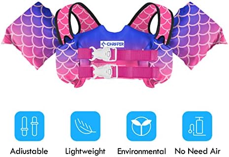 Chriffer Kids Swim Vest Life Jacket for 22-66 Pounds Boys and Girls, Toddler Floaties with Shoulder Harness Arm Wings for 2,3,4,5,6,7 Years Old Baby