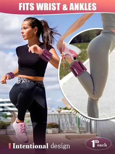 Wrist Ankle Weights Set of 2(1 lb/2 lbs Each) Adjustable Weights Training Intensity for Strength Training Walking Running Yoga Pilates Jogging for Women Men