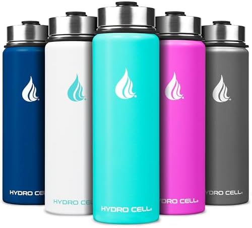 HYDRO CELL Stainless Steel Insulated Water Bottle with Straw - For Cold & Hot Drinks - Metal Vacuum Flask with Screw Cap and Modern Leakproof Sport Thermos for Adults (Teal 24oz)
