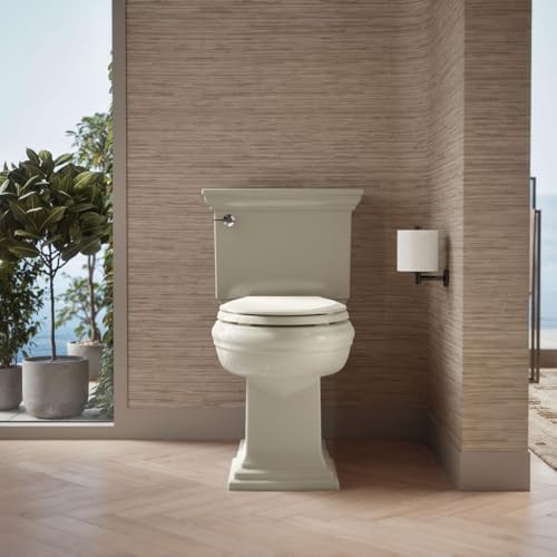 KOHLER 4636-RL-47 Cachet ReadyLatch Elongated Toilet Seat, Quiet-Close Lid, Contoured Seat, Grip-Tight Bumpers and Installation Hardware, Almond