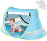 Baby Beach Tent with Baby Hat, Pop Up Toddler Travel Tent with Sun Hat for Boys or Girls, Sun Shade for Toddler Camping, Infant Portable Sun Shade, Summer Beach Baby (Blue Baby Tent with Hat)