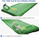 Camping Sleeping Pads，Extra Thick 5 Inch Inflatable Sleeping Mat with Pillow Built-in Pump，Oversized Mattress Super Portable Backpacking Sleeping Pad (Green, Single)
