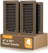 4" x 10" Floor Vent Covers Brown 4 Pack, Heavy Duty Walkable Vent Covers for Home Floor, Premium Finish, Brown