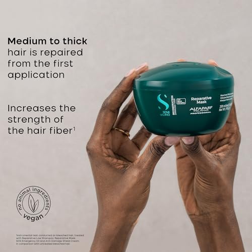 Alfaparf Milano Semi di Lino Reconstruction Reparative Mask - Color Safe Deep Conditioning Hair Mask - Damaged Hair Repair - For Medium to Thick Hair - Vegan Formula (17.2 oz)