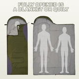 Sleeping Bag for Adults Teens Kids Cold Warm Weather, Portable Waterproof & Lightweight, Compact with Compression Sack, for 3-4 Seasons Camping, Backpacking, Hiking, Travel, Indoors Outdoors