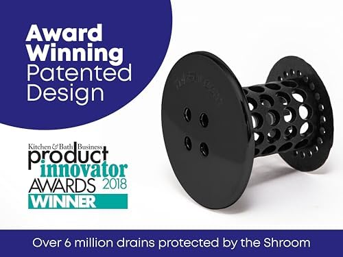 TubShroom Drain Hair Catcher - Matte Black - Fits 1.5-1.75 inch Tub Drains - Drain Protection to Prevent Clogs, Comes with 4 DrainShroom Toss Disposable Drain Snakes