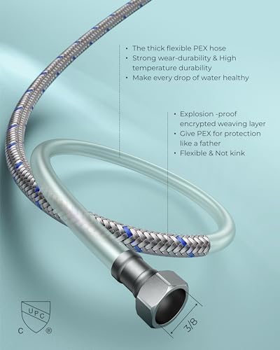 FORIOUS Square Gold Bathroom Faucet Widespread 8 Inch, 2 Handle Brushed Gold Bathroom Sink Faucet 3 Hole with Metal Drain, 24" CUPC Supply Lines and Spare Aerator, Vanity Sink Remodel