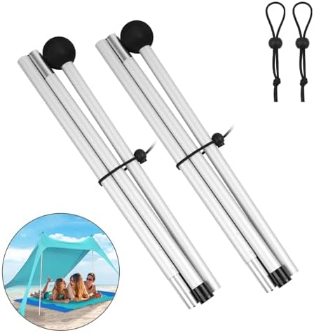 2 Packs Replacement Beach Tent Poles,Aluminum Canopy Foldable Poles