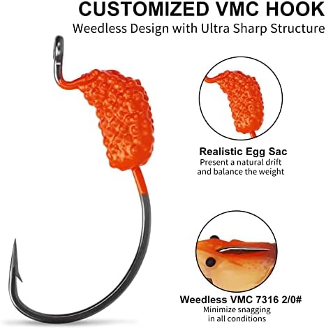 TRUSCEND Pre-rigged Fishing Jig Lures for Freshwater and Saltwater, Innovative Super Durable TPE Bass Lures, Lifelike Shrimp Crayfish Swimbait, Weedless Lure for Crappie Trout Walleye, Keep Separately