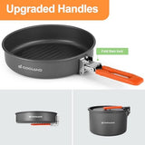 Odoland Camping Cookware Mess Kit, Non-Stick Lightweight Camping Pot and Fry Pan Set with Mesh Bag for Backpacking, Outdoor Cooking and Picnic