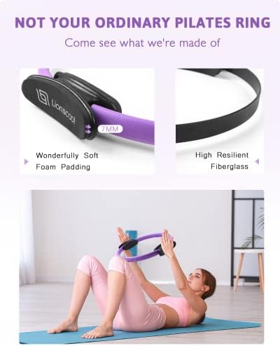 LIONSCOOL Pilates Ring Set – 14" Anti-Deformation Magic Circle with Padded Handles, Mini Ball, Resistance Bands, Guide & Bag
