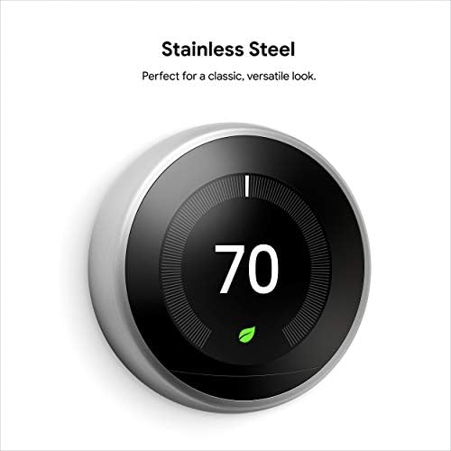 Google Nest Learning Thermostat - 3rd Gen (2015) - Programmable Smart Thermostat for Home - Works with Alexa - Stainless Steel