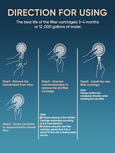 Cobbe 4 Pack Replacement Filters for Handheld Shower Head - 2.0 Carbon Shower Head Filter System - Removes Over 99% Chlorine - Reduces Dry Itchy Skin from Hard Water