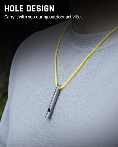 TISUR Titanium Emergency Whistle,120db Safety Whistle with Lanyard,Outdoor Survival Small Whistle for Life Saving,Hiking,Pets Training,Coach Sports