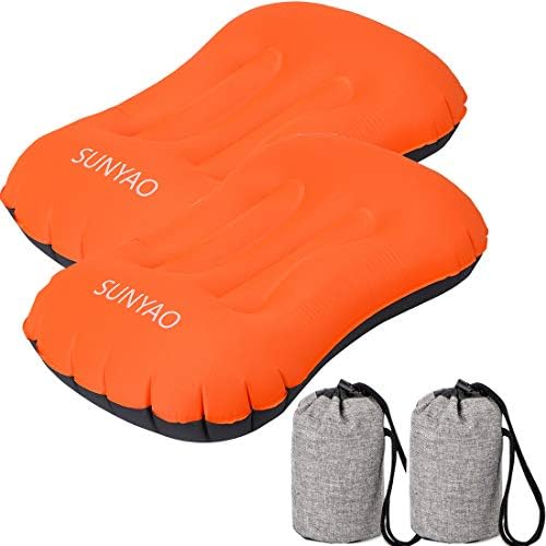 SUNYAO Ultralight Inflatable Camping Pillows - Compressible, Compact, Inflatable, Comfortable, Ergonomic Pillow for Neck & Lumbar Support While Camping,Backpacking,Hiking