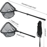 RESTCLOUD Fishing Landing Net with Telescoping Pole Handle, Fishing net Freshwater for Kids Men Women, Extend to 40-63 Inches
